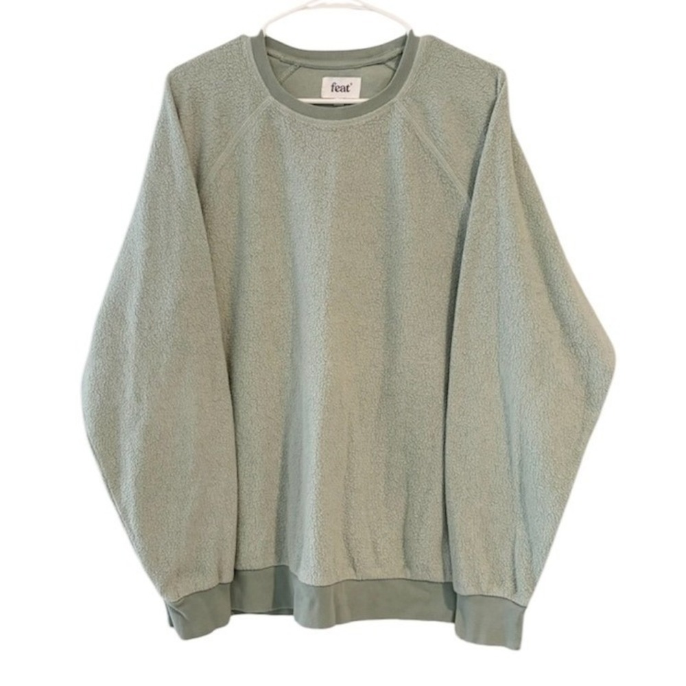 Feat Blanket Cuddle Crewneck Sweatshirt Sage Green Raglan Pullover LARGE